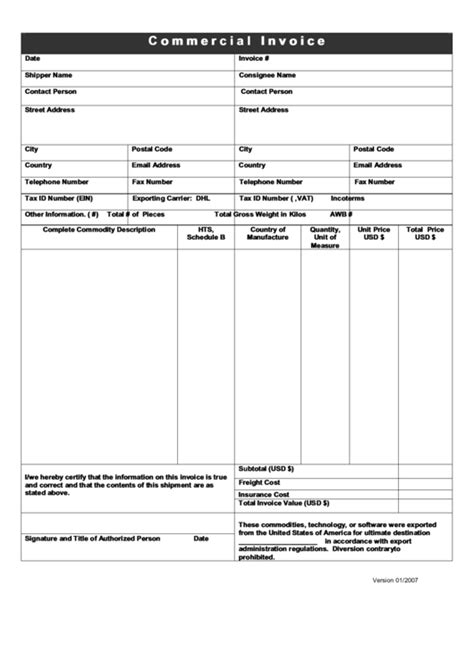 Afbeeldingsresultaten voor Blank Commercial Invoice Template PDF