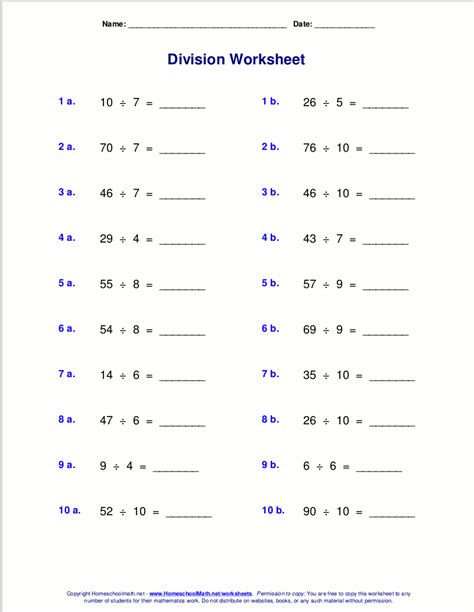 Division Worksheets に対する画像結果