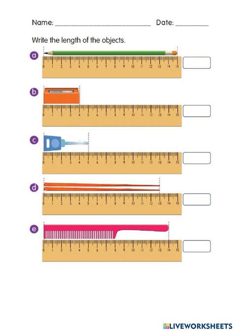 Image result for Live Worksheet for Lenght