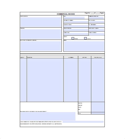 Afbeeldingsresultaten voor Blank Commercial Invoice Template PDF