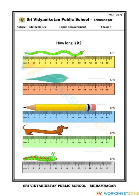 Image result for Live Worksheet for Lenght