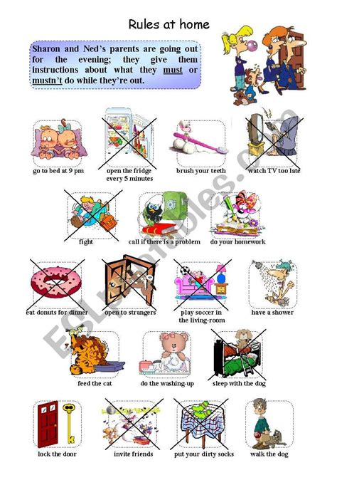 Image result for Rules at Home Worksheet