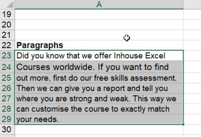 Image result for How to Write Paragraphs in Excel