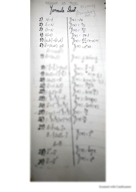 Image result for Sets Formula Sheet