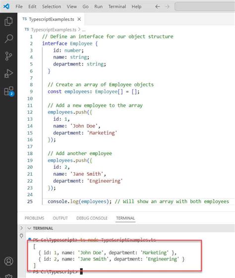 Toradh íomhá ar TypeScript Append to Array