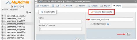 Rename Database in phpMyAdmin に対する画像結果