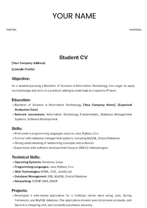 CV Template for Students에 대한 이미지 결과