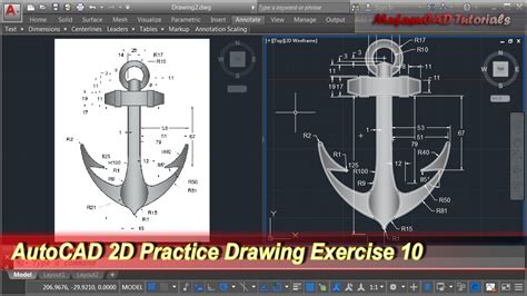 AutoCAD 2D Drawing Exercises に対する画像結果