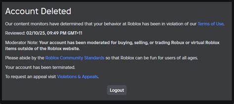 Image result for Roblox Account Terminated Speech