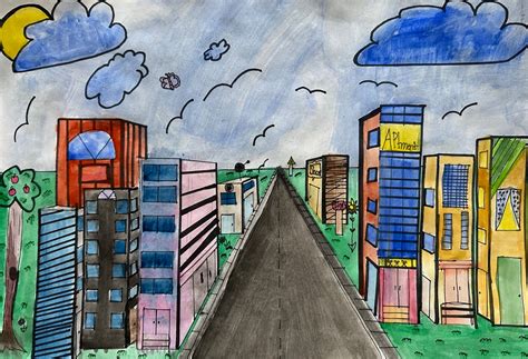 Afbeeldingsresultaten voor One Point Perspective Street Scene
