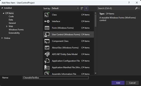 Image result for Add User Control to Form C#