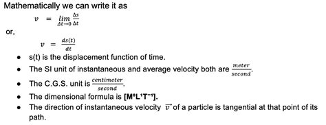 Image result for Instantaneous Velocity Formula