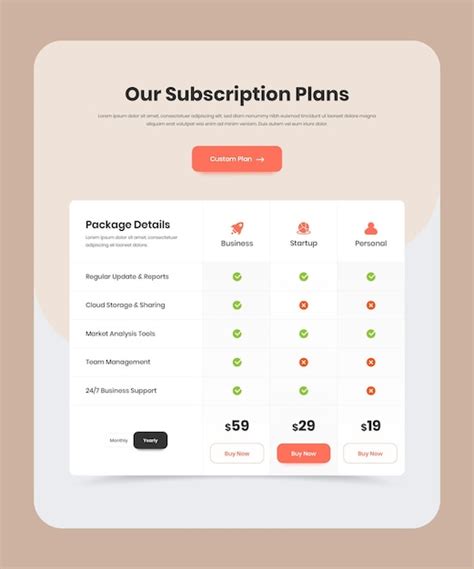 Image result for Table UI Design Subscription