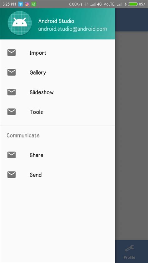 Android Studio Side Navigation-க்கான படிம முடிவு