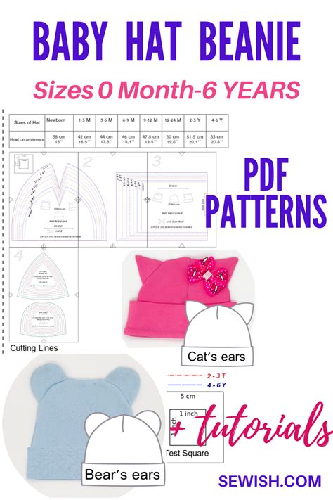 Image result for Free Printable Sewing Patterns Baby Hat