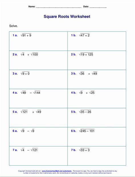 Image result for Imperfect Square Root Worksheet