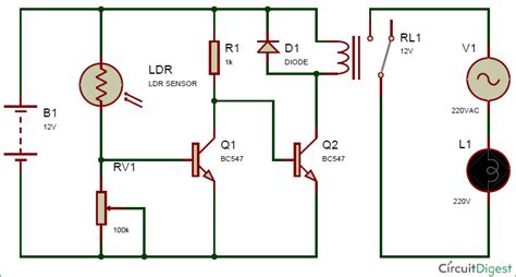 Image result for Automatic Light Switch Circuit Diagram