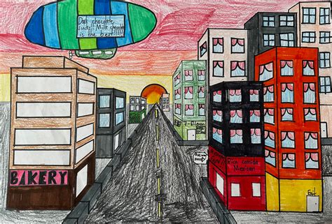 Afbeeldingsresultaten voor One Point Perspective Street Scene