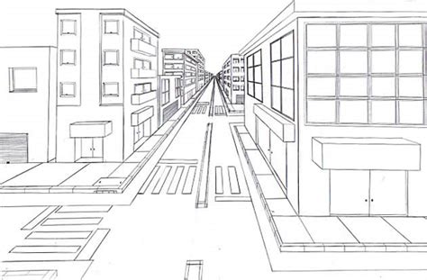 Afbeeldingsresultaten voor One Point Perspective Street Scene