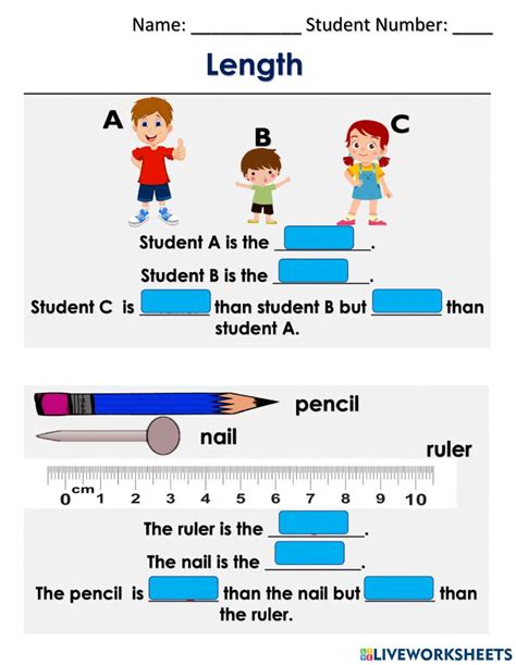 Image result for Live Worksheet for Lenght