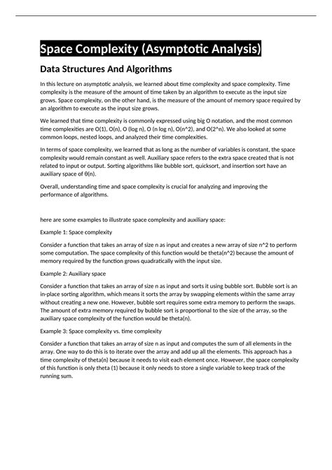 Space Complexity Algorith Example に対する画像結果