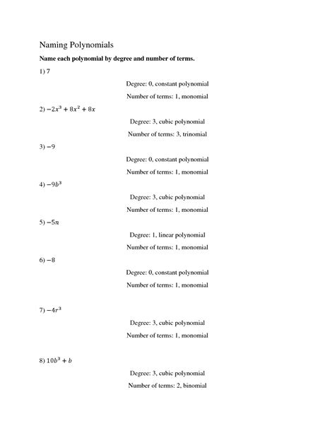 Classifying Polynomials Worksheet에 대한 이미지 결과