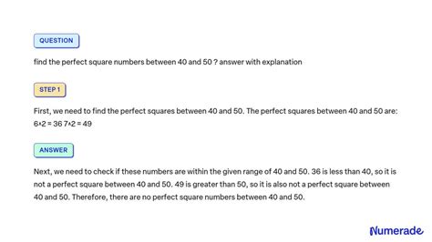 Image result for Perfect Squares Less than 50