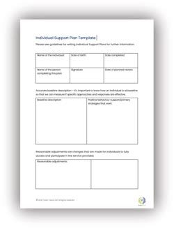 Image result for Assistive Support Plan Template for Autism