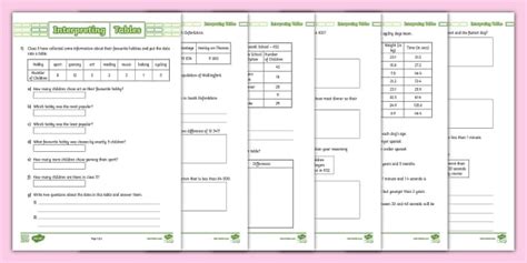 Image result for Interpret Simple Tables Worksheeet in English