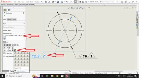 Afbeeldingsresultaten voor Tab Symbol in SolidWorks Dimension