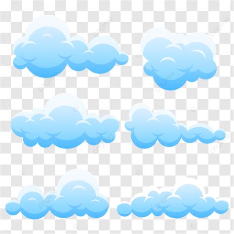Enam Set Awan Dengan Warna Biru Dan Gaya Berbeda Vektor, Awan, Langit ...