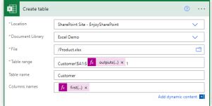 Image result for How to Create a Table Range Dynamically in Power Automate