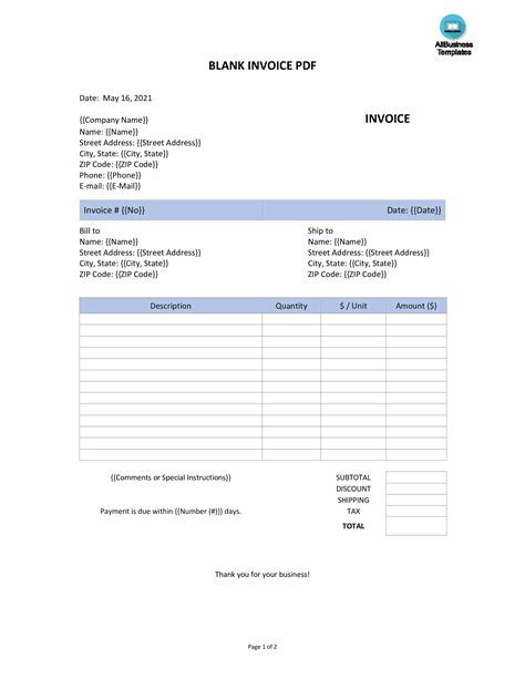 Afbeeldingsresultaten voor Blank Commercial Invoice Template PDF