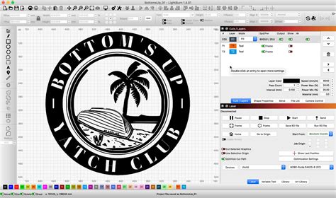 Toradh íomhá ar Lightburn Tutorial Curved Text