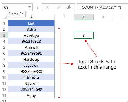 Image result for Count Function Excel for Text