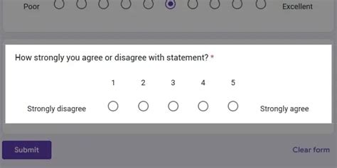 Image result for Linear Scale in Google Forms