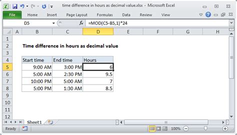 Image result for Time Difference Formula in Excel