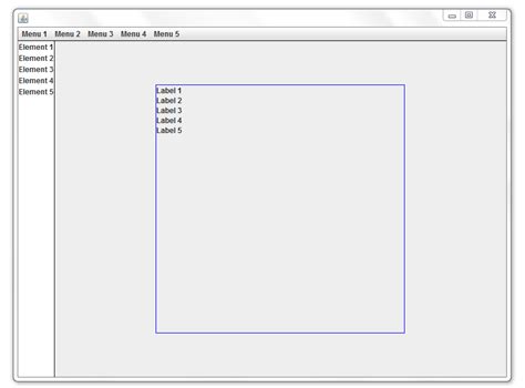 Toradh íomhá ar BorderLayout Java Swing Picture