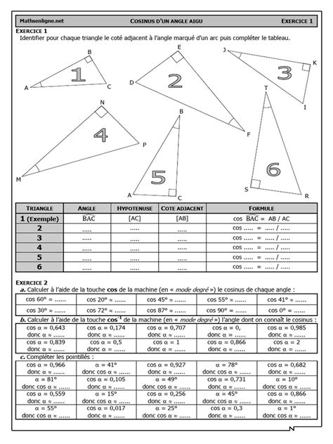 Formule Du Cosinus に対する画像結果