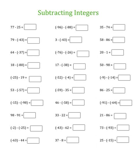 Image result for Worksheet On Integers Addition and Subtraction