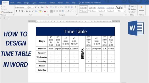 Image result for Create Time Table in WRD