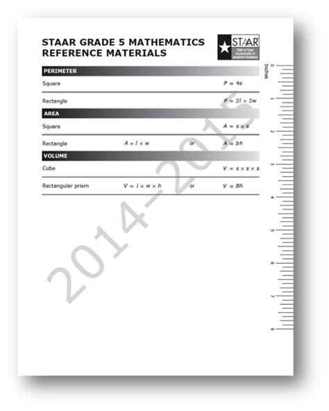 Image result for STAAR 4th Grade Math Reference Chart