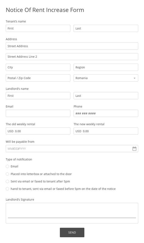 Image result for Rent Increase Notice Form