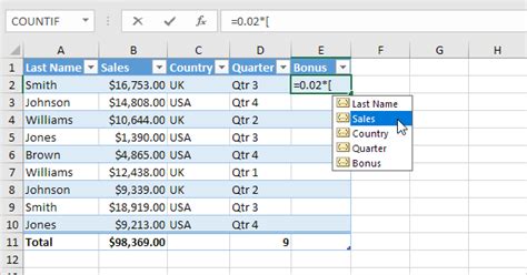 Image result for Structured Reference in Excel