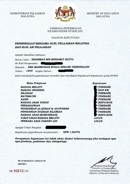 Image result for Sijil SPM Original