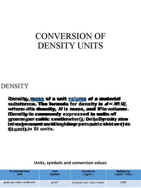 Image result for Density Conversion