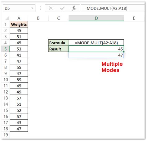 Image result for Excel Mode Multi Formula