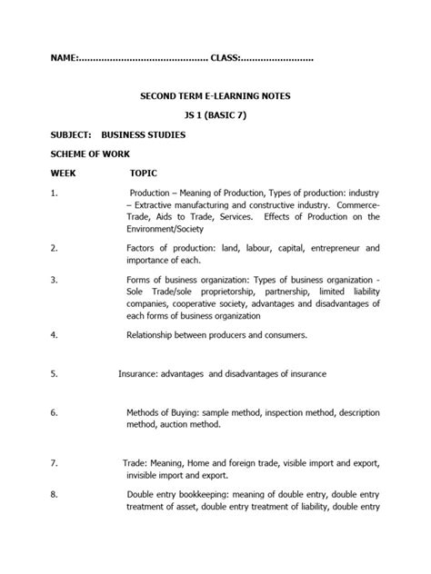 Image result for 3rd Year Business Notes