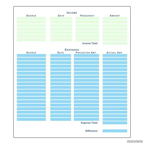 Image result for Free Printable Expense Chart