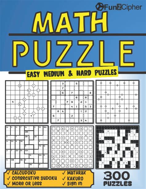 Math Puzzle Book For Adults: 300 Fun & Challenging Math Logic Puzzles ...